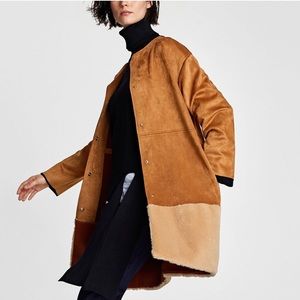 Zara Camel-Colored Fur Coat
